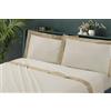 Riad Arredo Set Completo Lenzuola Matrimoniale 100% Cotone Minimal Con Balza in Raso - Completo Letto Tinta Unita Morbido Puro Cotone Elegante (Beige)