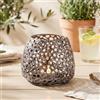 GILDE Portacandela antivento in metallo Chico, decorazione da tavolo, colore: argento anticato opaco, portacandele decorativo per candeline o piccole candele, altezza 12 cm