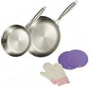 SanheKit Padella in acciaio inox a 3 strati, set di padelle da 2 pezzi da 24/30 cm, adatta a forni e griglie a induzione, pentole, padelle, padelle, utensili da cucina, riscaldamento rapido e uniforme