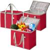 VENO 3 Pz. Borsa termica riutilizzabile, borsa frigo grande con coperchio, manici durevoli, cerniere doppie, borsa spesa resta in piedi, pieghevole borsa porta pranzo, borse da picnic (Rosso, 3 Pz.)