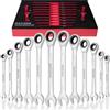 DAKCOS Set di 12 chiavi combinate a cricchetto a testa fissa, 6, 7, 8, 10, 12, 13, 14, 15, 16, 17, 18, 19 mm, con 72 denti, in acciaio al cromo vanadio