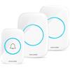 ARIKAREE Campanello Senza Fili da Esterno, Citofono Casa Wireless Ring Doorbell Impermeabile con Pulsante Smart, Cicalino Porta Interno 12V Senza Filo (Bianco 1TX+2RX)