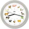KOOKOO KidsWorld Grigio di Seta, Orologio da Parete Genuino, Suoni Naturali, 12 Animali della Fattoria