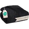 Blumtal coperta pile plaid 130x150 cm con disegno a treccia - coperta divano invernale con certificato OEKO-TEX - coperta pile in microfibra - morbida coperta sherpa sul rovescio - plaid caldo - nero