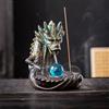 Sevitini Bruciatore incenso dragon, Porta incenso a cascata, con 60 coni d'Incenso + 30 bastoncini,Fontana incenso cascata dragon,per decorazioni per la casa ornamento