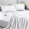 Utopia Bedding Set Lenzuola Matrimoniali 4 Pezzi 150x200 cm - Microfibra di Poliestere - Lenzuolo con Angoli con Tasche Portaoggetti, Lenzuolo Piatto e 2 Federe Ricamate, Bianco