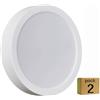 LEDUNI - Confezione da 2 plafoniere a LED rotonde, superficie 24 W, 2400 lm, 220 x 36 mm, per cucina, camera, ufficio, bagno (luce fredda 6000 K)