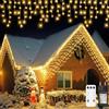 Kimuwote Luci Natale Esterno 10M 400LED Tenda Luminosa Esterno Luci Natale Esterno, Decorazioni Casa Luci Natalizie da Esterno Cascata 8 Modalità IP45 Impermeabile per Balcone Tetto Giardino - Bianco Caldo