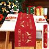 VDSOW Runner da tavola di Natale, tovaglia natalizia in lino rosso con oro fiocco di neve di alci, tovaglia da tavola natalizie lunga 28 x 270 cm e runner per decorazioni da tavola di Natalizio