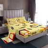 Homewish Set di lenzuola matrimoniali, motivo camion per ragazzi, ragazze e bambini, motivo: escavatore in stile cartone animato, colore giallo e rosso, decorazione per camera da letto, lenzuolo con