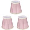 Cyrank Paralumi in Tessuto Piccolo, Rosa Paralumi Vintage Piccoli, Set di 3 Clip su Lampadina Piega Paralume per Lampadario Paralume Lampada da Tavolo Paralume per Camere da Letto Soggiorno(Rosa)