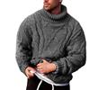 CreoQIJI Maglione da uomo in lana nera da uomo | maglione invernale in lana a collo alto, da uomo, slim fit, caldo, maglione in lana vergine, grigio scuro, XL