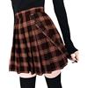 HAHAEMMA Emma - Gonna plissettata da donna, autunno, inverno, a quadretti, con stampa a vita alta, elasticizzata, a doppia punta, stile scolastico (con bella catena in vita) Z-marrone S
