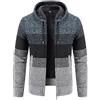 ZTRADA Cappotto da uomo in pile spesso e caldo, a righe, con cerniera, felpa con cappuccio a maniche lunghe con cappuccio, maglione lavorato a maglia, maglione con tasche, taglia UK 10 20, Blu 1, M
