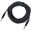 Pronomic Stage INST-10T Cavo per Strumenti 10m (Jack 6,3 mm, Rivestimento Tessile, Cavo per Chitarra, Punte Placcate Oro, Sgancio a Morsetto, nero/bianco)