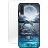 KARTXITAI Cover Compatibile con Samsung Galaxy A50s/A50/A30s,Custodia in Vetro Temperato AntiGraffio+con Cornice in TPU con Assorbimento degli Urti e Anti-Graffio-Delfino acqua di mare+Vetro Temperato