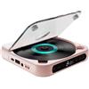 HVVENTY Lettore CD portatile schermo LED, lettore stereo, montaggio a parete, lettore CD musicale con radio FM, rosa