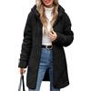 RITOSTA Felpa Pile Donna Lungo Felpe con Cappuccio Cappotto Invernale Giacca Elegante Caldo Giaccone Giubbino Cappotti con Zip Tasche Termica Sweatshirt Manica Lunga Cardigan Hoodie (Nero,L)