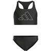 adidas Bambina Performance Big Bars Bikini Girls, Black/White, 3-4 Years