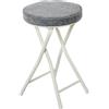 DRW Sgabello pieghevole in metallo e tessuto bianco e grigio 30x30x49 cm