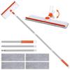 Alyvisun Lavavetri con Manico Telescopico [132cm], Professionale 2 in 1 Kit per Pulizia delle Finestre con Tergivetro in Silicone e 4 Tampone in Microfibra, Estensibile Tergivetro per Finestre Alte
