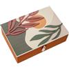 DRW Scatola di legno rettangolare decorata in rosa e verde 24x16x7 cm