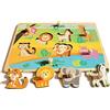 Funsland Puzzle Legno Bambini 1 2 Anno, Animale Puzzle di Animali con Maniglie, Montessori Giochi Bambino Educativi, Legno Giocattoli Bambini, Puzzle in Legno Bambina 2 3 4 Anni