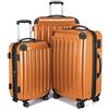HAUPTSTADTKOFFER - ALEX - Set di 3 valigie, valigie rigide, trolley, bagaglio da viaggio opaco, set da viaggio, 4 ruote doppie (S, M e L), Arancia