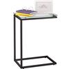 Relaxdays Tavolino da Divano, a Forma di C, Tavolo Consolle con Piano d'Appoggio in Vetro, HxLxP: 61 x 30 x 45 cm, Nero