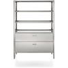 Alpes 128/165 DISPENSA/3 LIBERI IN CUCINA, Elemento Colonne, colonna cucina per dispensa, acciaio inox, larg. 128cm, prof. 64cm, alt. 165/170cm, 2 cassetti 120cm, 3 ripiani 120cm, 2 regolabili