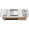 Alpes OUT190-C120+C60/1 LIBERI IN CUCINA, Elemento Outdoor, cottura outdoor, acciaio inox, su ruote, larg. 190cm, prof. 65cm, alt. 90cm, friggitrice elettr. 30cm, piastra cottura, piano cottura, 2 cassetti 60cm, ripiano fiss