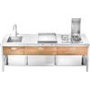 Alpes OUT250/1 LIBERI IN CUCINA, Elemento Outdoor, lavaggio/cottura outdoor, acciaio inox frontali legno, larg. 250cm, prof. 65cm, alt. 90/95cm, piastra, piano cott. con bruciatore, friggitrice elettr., 2 cassetti 6
