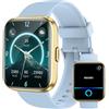 Woneligo Smartwatch Uomo Donna con Chiamate Bluetooth, Alexa Integrato, 1.8" Orologio Smartwatch con 100 Sportive/Cardiofrequenzimetro/Sonno/SpO2, Impermeabil IP68 Fitness Tracker per iOS Android, Azzurro