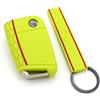 Finest Folia - Custodia portachiavi + Keytag per chiavi dell'auto a 3 pulsanti, cover in silicone