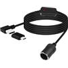 RIIEYOCA Spina USB a Cavo Accendisigari 12V, Adattatore Accendisigari Maschio-Femmina ad Angolo Retto da 5V a 12V a 90 Gradi per Telecamera Cruscotto, Rilevatore Radar, GPS (3M/9,9FT)
