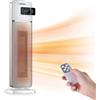 Brigros White - Stufa Elettrica A Torre In Ceramica PTC, Termoventilatore 2000W Con Telecomando, Riscaldatore Elettrico 3 Livelli, Timer, Oscillazione Automatica, Display LED Touch Screen