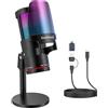 zealsound Microfono USB gaming, microfono condensatore, microfono luce RGB, streaming, guadagno, monitoraggio per streaming, podcast, YouTube, Discord, *Phone, iPad, PC, computer, PS, Mac, GamerWave