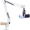 SUNMON Braccio Microfono per Fifine AM8 Bianco -Supporto Microfono Mic Arm Universale da Scrivania per Fifine K688 PodMic HyperX QuadCast Blue Yeti Shure MV7 e la maggior parte dei microfoni