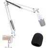 SUNMON Braccio Microfono per HyperX SoloCast/SoloCast 2 - Supporto Microfono Universale con Spugna Antivento per HyperX QuadCast S/QuadCast 2 e la maggior parte dei microfoni (Bianco)