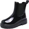 Harssidanzar Donna Stivaletti Pioggia Impermeabili Chelsea Boots,Stivali da pioggia antiscivolo e scarpe da giardino per donne con solette confortevoli HL211EU,Nero,Taglia 36
