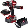 Einhell TE-CD 18 Li-i BL Kit 4.0 Trapano a Percussione a Batteria, Motore Senza Spazzole, Rosso Rosso