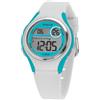 SINAR Orologio da polso da ragazza, per bambini, sportivo, per attività all'aperto, digitale, al quarzo, impermeabile, con luce e cinturino in silicone, colore: bianco, turchese, XE-64-0, bianco