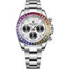 DAOLVEN Pagani Design 1644 Orologio da polso da uomo, movimento al quarzo VK63, in acciaio inox, impermeabile fino a 100 m, quadrante Panda, cronografo, Meteorite arcobaleno, Classico