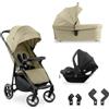 hauck Passeggino 3 in 1 Shop N Care Trio Set, Dalla Nascita Fino a 22 kg, Carrozzina Per Neonati con Navicella e Ovetto Neonato, Pieghevole, Reclinabile con Portabibite e Vassoio, UVP 50+, Verde oliva