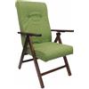 COSE DA CASA Poltrona in Legno Sedia sdraio Imbottita, Schienale Reclinabile, Made in Italy Seduta tessuto e Regolabile Ergonomica robusta (TESSUTO VERDE)
