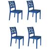 S.I.S.A. di G.&G. srl con socio unico Set 4 Sedie Sala Pranzo, Modello Teti, Colore Azzurro, 86x46x52 cm, Sedie Cucina Set Da 4, Sedie Polipropilene Sala Da Pranzo, Made in Italy