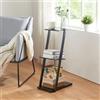 [en.casa] Consolle da Divano per Soggiorno Tavolo Laterale a Forma di Z con 3 Ripiani di Appoggio 72 x 40 x 25 cm Metallo Nero