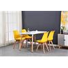 GrandCA HOME Tavolo da pranzo e 4 sedie Set da pranzo moderno, tavolo rettangolare e sedie da cucina, Giallo
