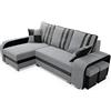 Robin Inspire Robin York Divano angolare con funzione lettoetto porta biancheria e due pouf angolo a sinistra nero 245 x 165 x 102