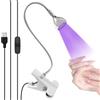 Soodyoow 3W Lampada UV LED Unghie, Mini Lampada UV LED Unghie, Lampadas Unghies per Gel, Lampadas UV Unghies, 360° Testa Regolabile, con Clip e USB, per Manicure Accessori per Unghie (Argento)